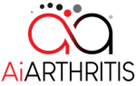 AiArthritis logo showing stylized infinite loop symbol in red with black dots, above organization name for International Foundation for Autoimmune & Autoinflammatory Arthritis.