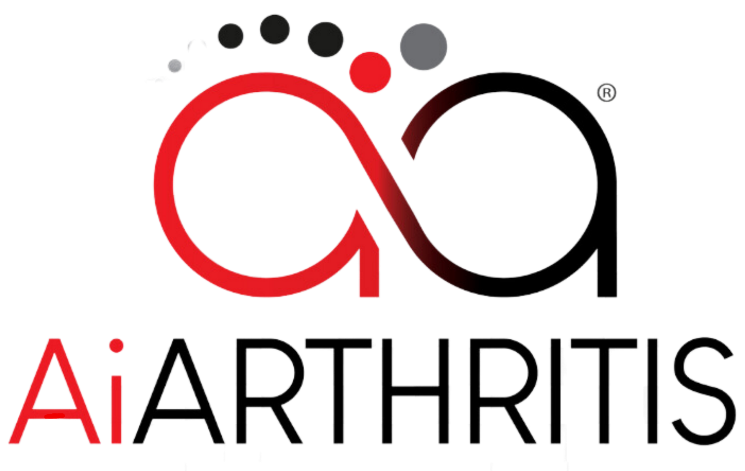 AiArthritis logo showing stylized infinite loop symbol in red with black dots, above organization name for International Foundation for Autoimmune & Autoinflammatory Arthritis.