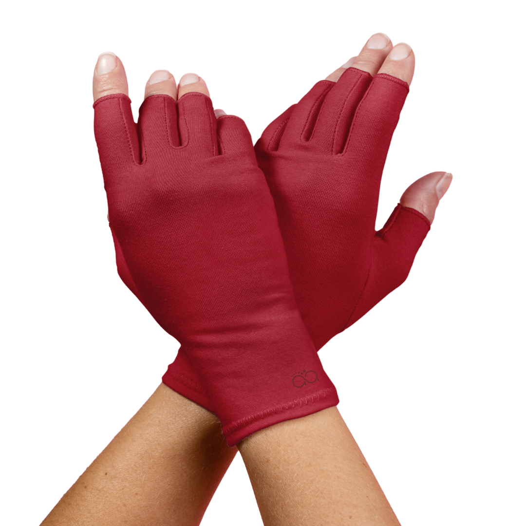 Back of the hand A I Arthritis Chili Red  Compression Gloves