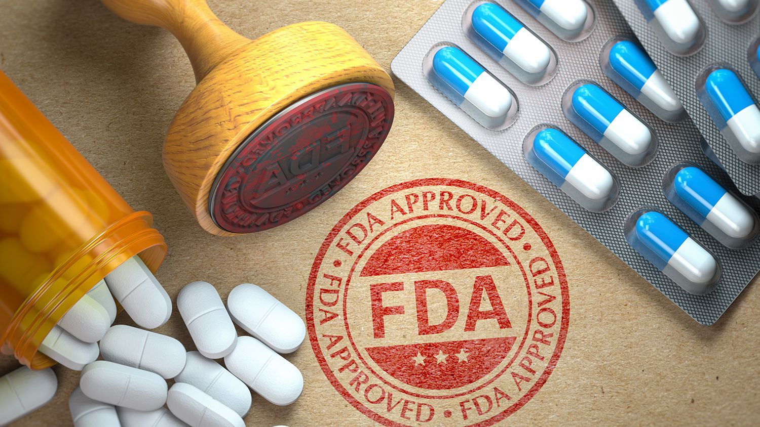 FDA seal with pills, representing the FDA panel discussion on medications.