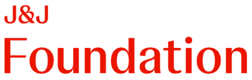 Red font logo with text that reads J and J Foundation.