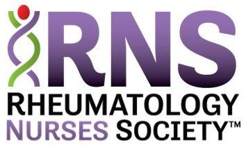 Logo for Rheumatology Nurses Society. An illustration of a DNA strand next to the letters R N S. Underneath, the phrase Rheumatology Nurses Society.