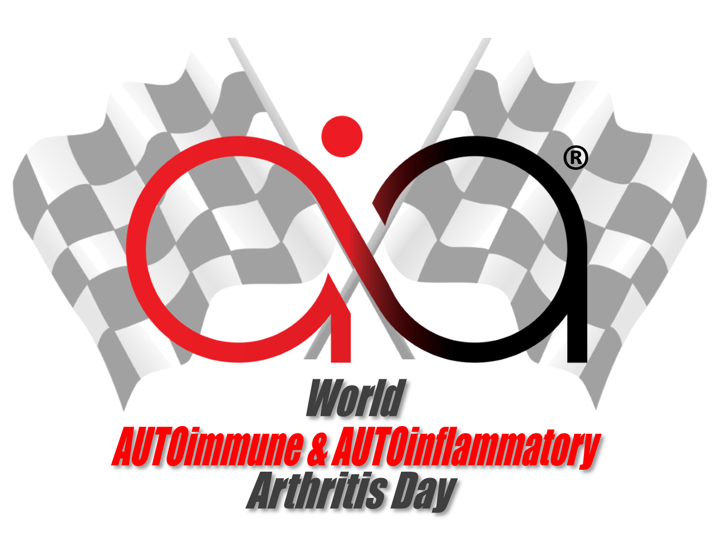 Stylized racing checkered flag design with 'AI' letters incorporated, representing 'World AUTOimmune & AUTOinflammatory Arthritis Day