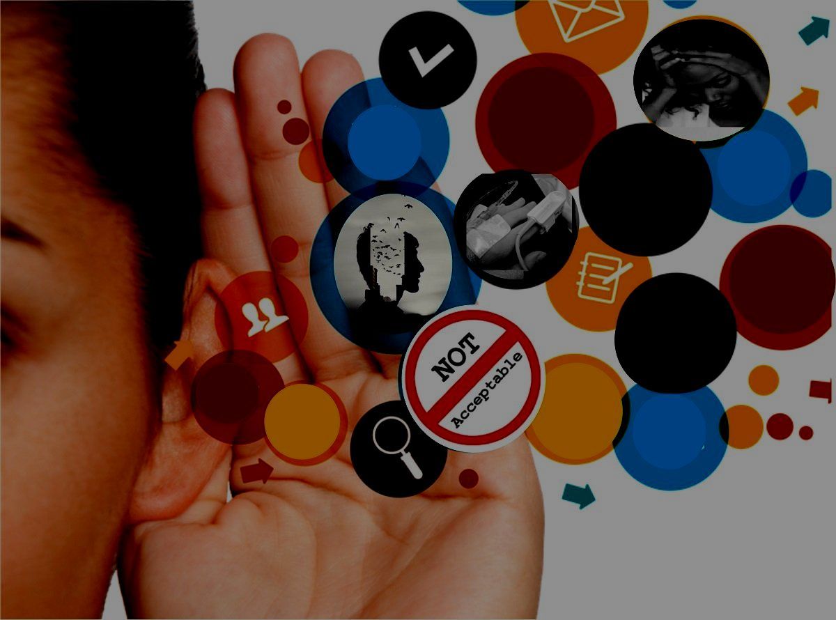 An illustrated diverse group of people standing together above the aiarthritis voices logo with its red megaphone icon. Below on a red banner reads 'PROGRAM' and 'Pull up a seat at the table where you can Talk, Learn, & Connect,' inviting community participation in the aiarthritis voices program.