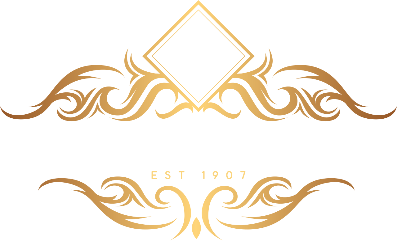 Logo for Kungl Funeral Home, featuring a gold decorative border, the letter K, and the text "EST 1907".