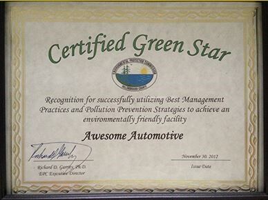 Certified Green Star—auto repair in Oldsmar, FL
