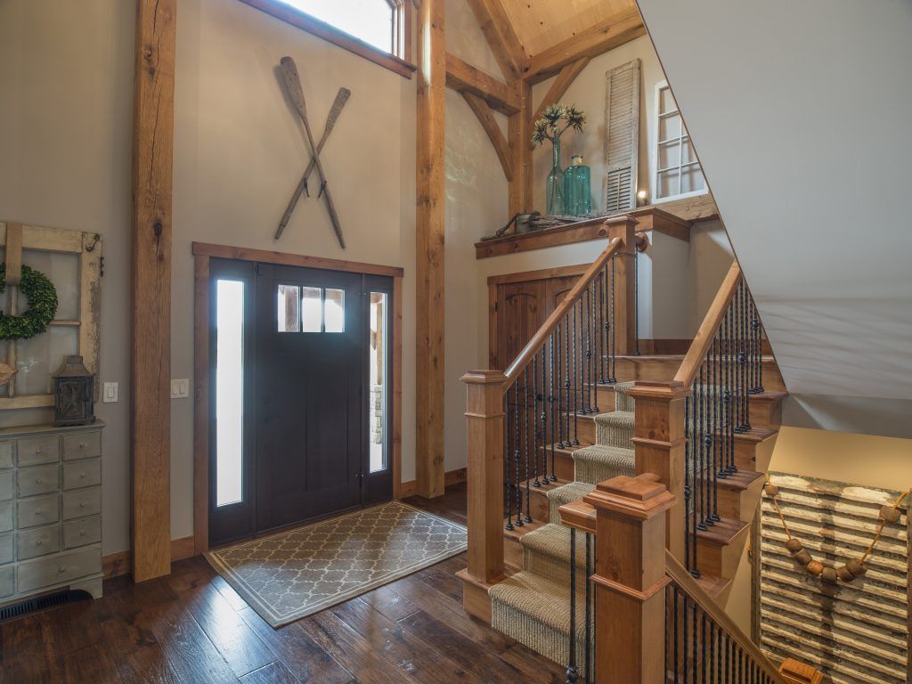 There is a staircase leading up to the second floor of the house.