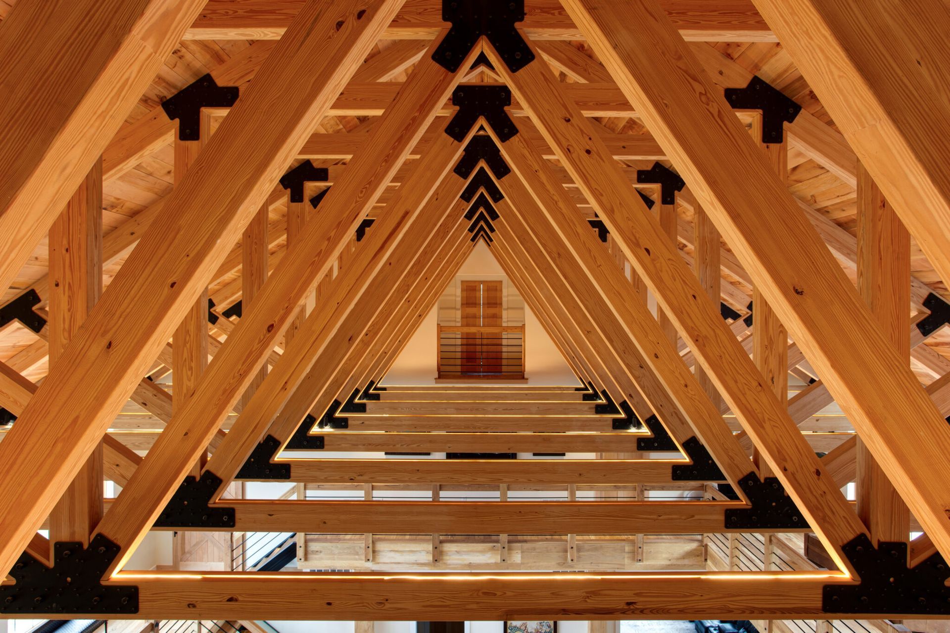 Looking up at the ceiling of a building under construction.