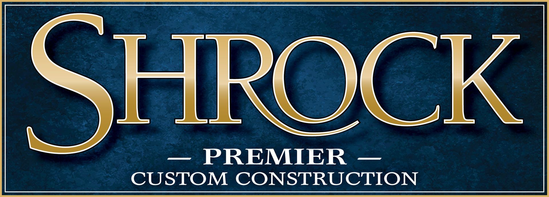 Shrock premier custom construction logo on a blue background