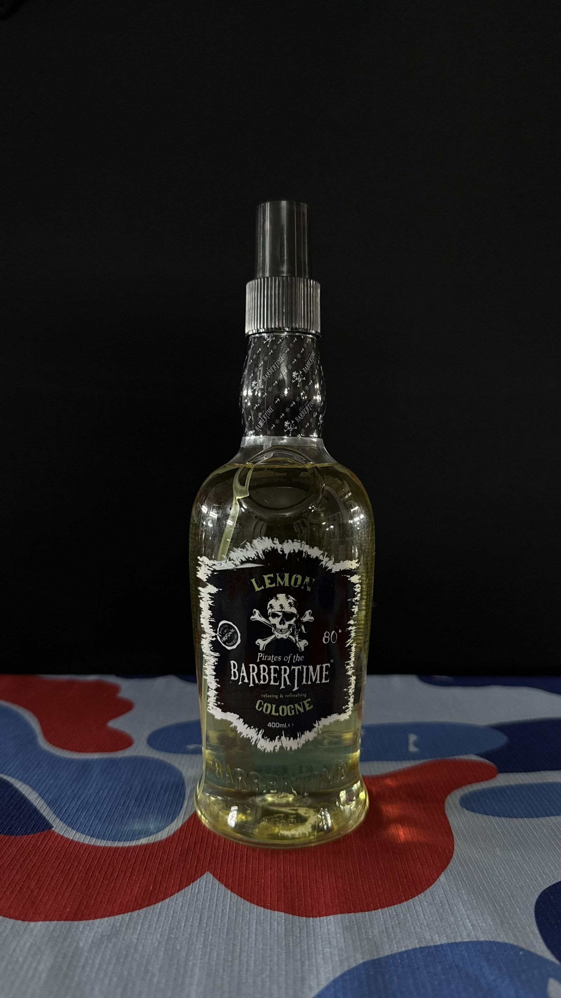 A glass bottle of 