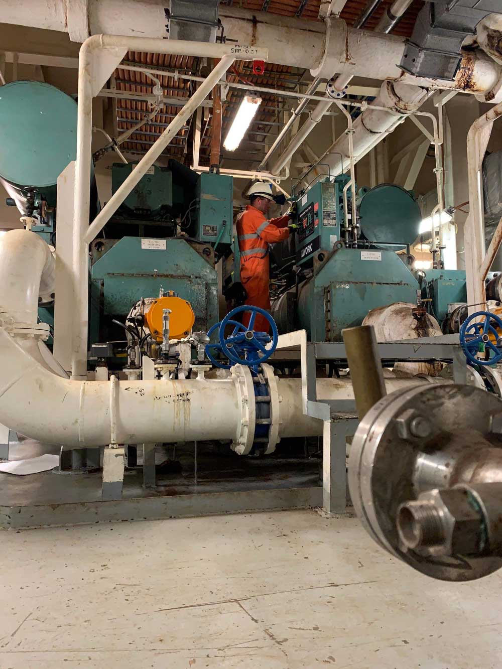 Technician Repairing Ship Cooling System — Refrigeration in Berrimah, NT