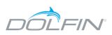 The logo for dolphin is blue and gray with a dolphin on it.