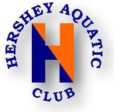 The hershey aquatic club logo is blue and orange.