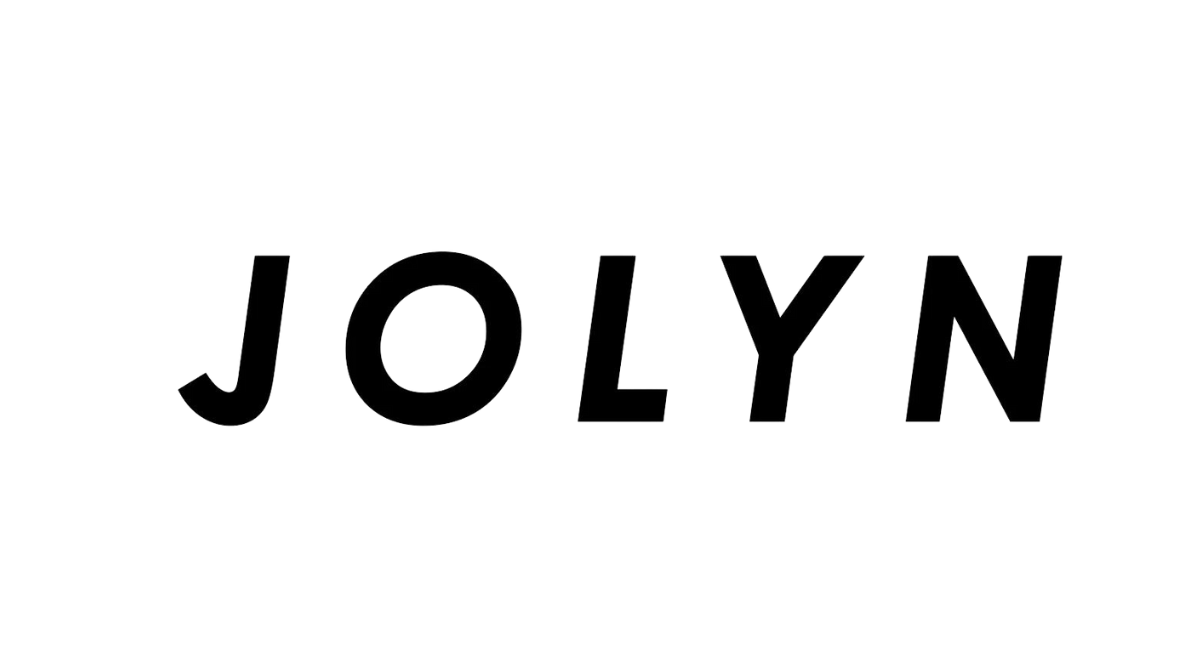 A black and white logo for jolyn on a white background.
