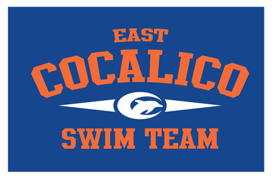 East cocalico swim team logo on a blue background