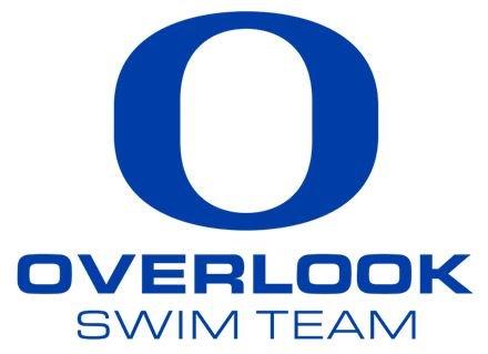 A blue logo for the overlook swim team