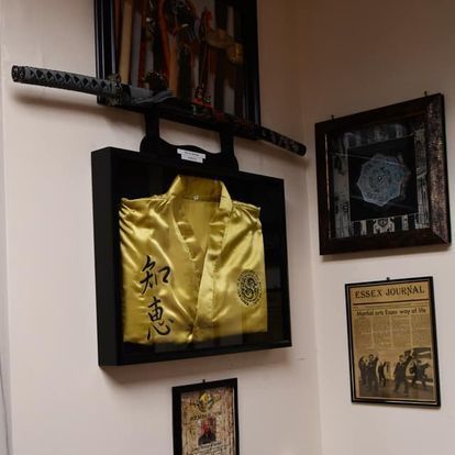 A picture of an essex journal is hanging on a wall