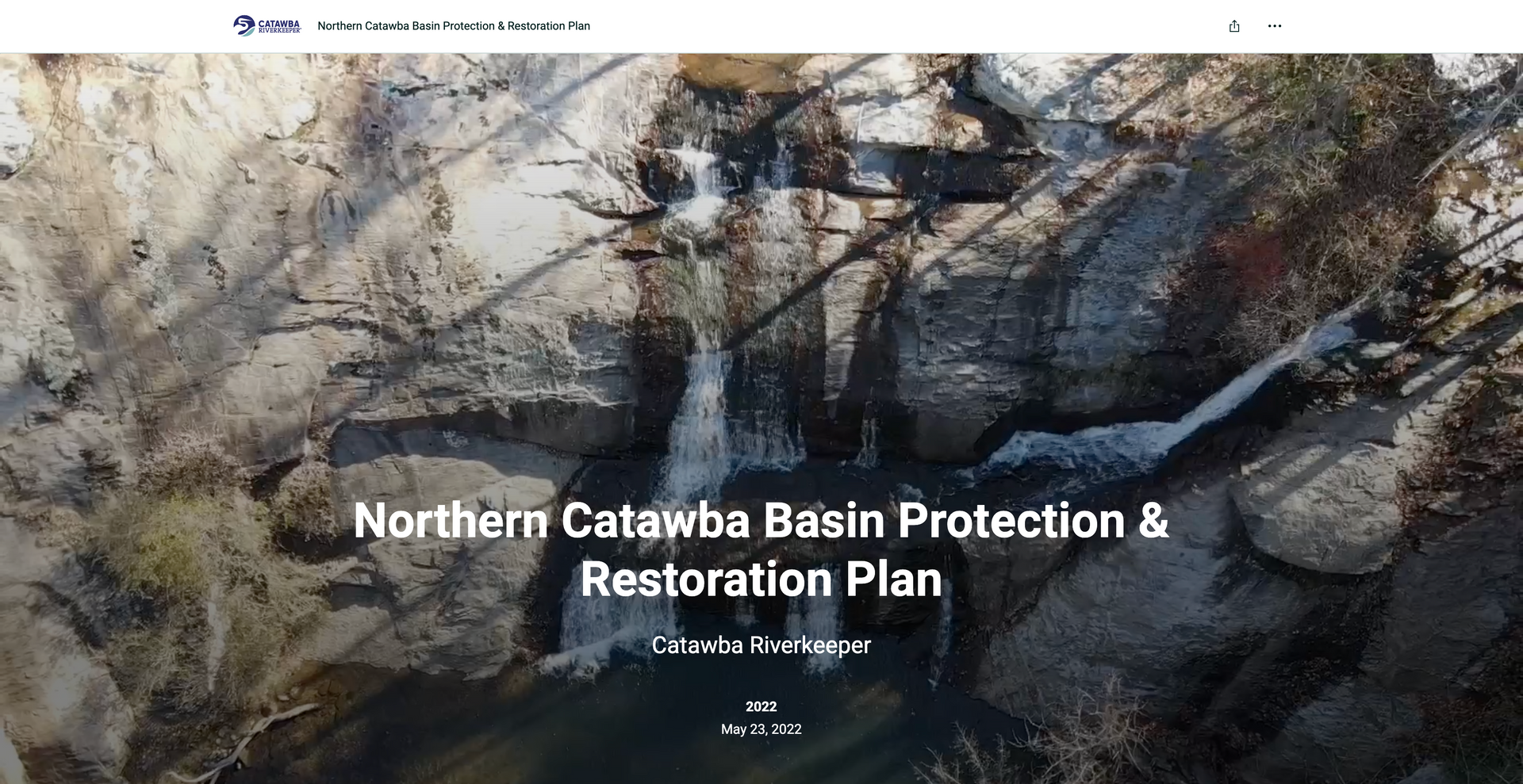 The Catawba Riverkeeper, Northern Catawba Basin Protection & Restoration Plan