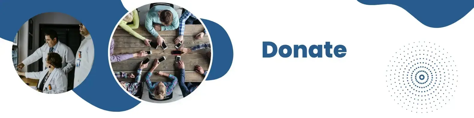 A blue background with a circle and the words 'donate' on it.