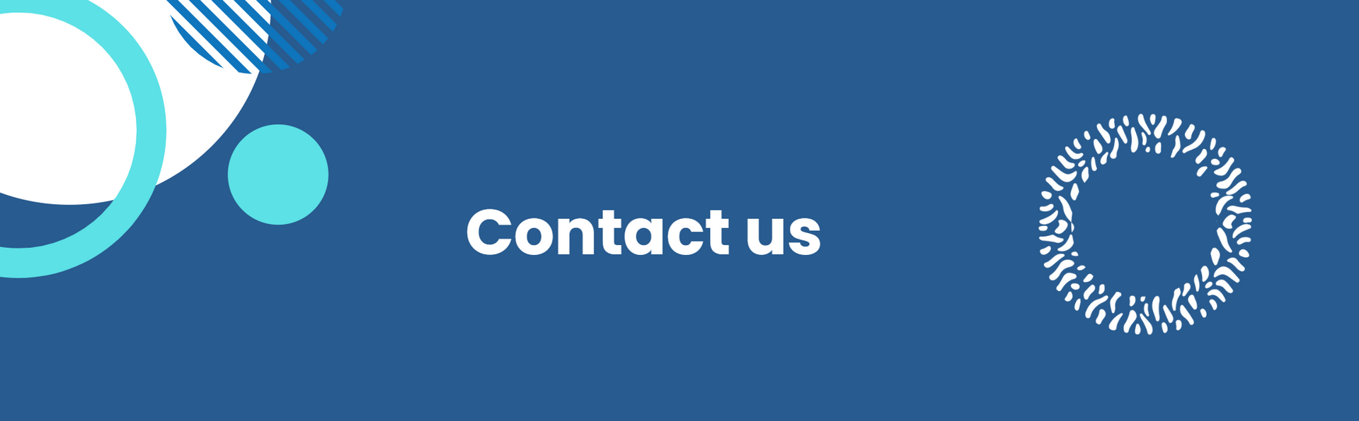 A blue background with circles and the words `Contact us'