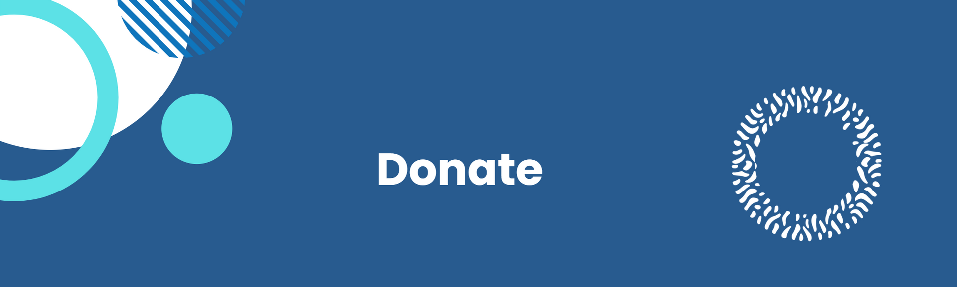 A blue background with a circle and the words 'donate' on it.