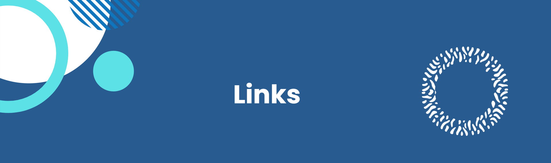 A blue background with the word 'Links'