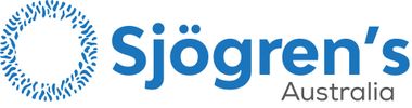 A blue and white logo for Sjogren's Australia