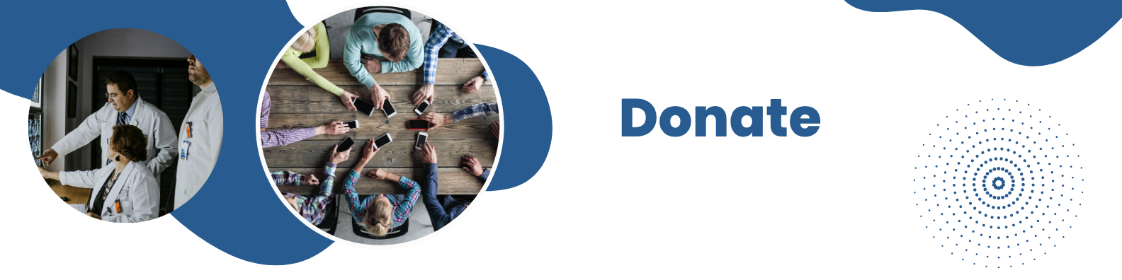 A blue background with a circle and the words 'donate' on it.