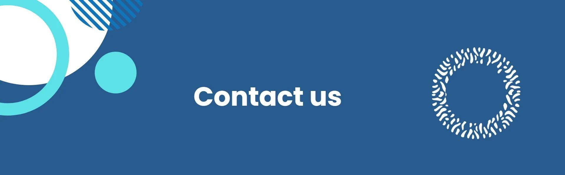 A blue background with circles and the words `Contact us'