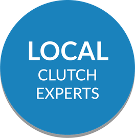 A blue circle with the words `` local clutch experts '' written on it.