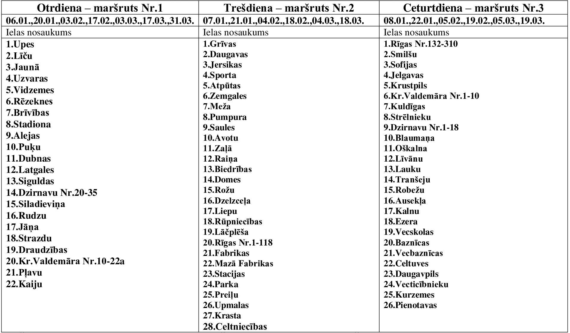 Līvānu atkritumu izvešanas grafiks