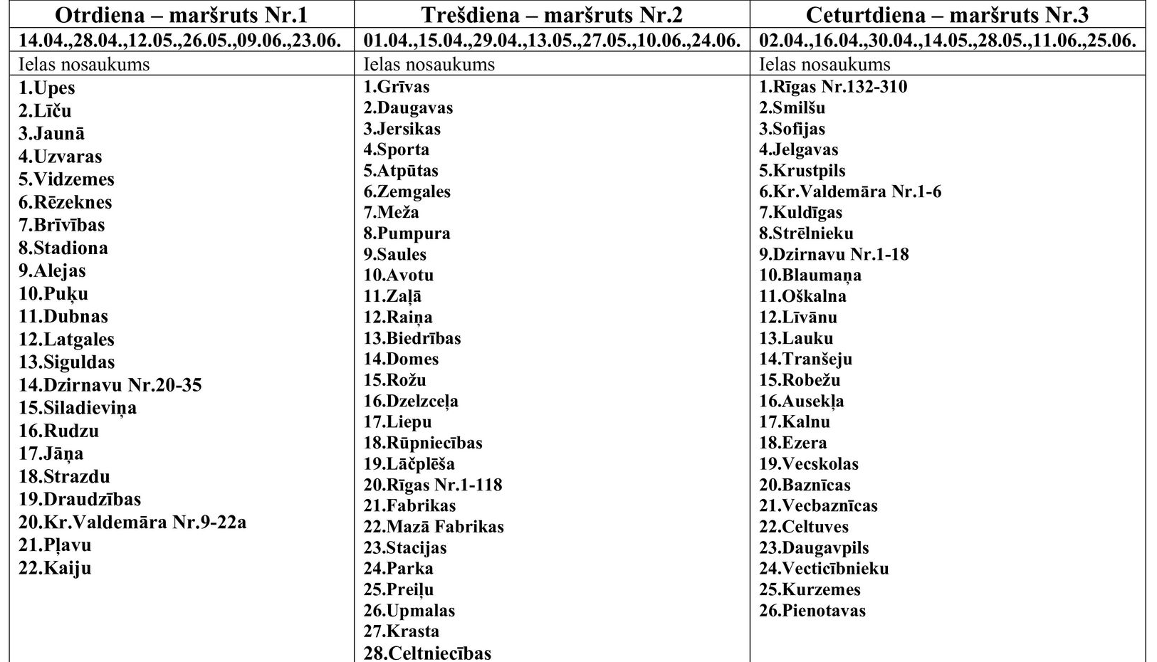 Līvānu atkritumu izvešanas grafiks