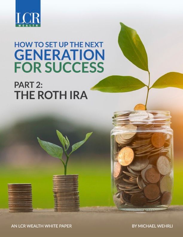 Cover of a finance guide with growing coin stacks and a jar of coins labeled “Part 2: The Roth IRA.”