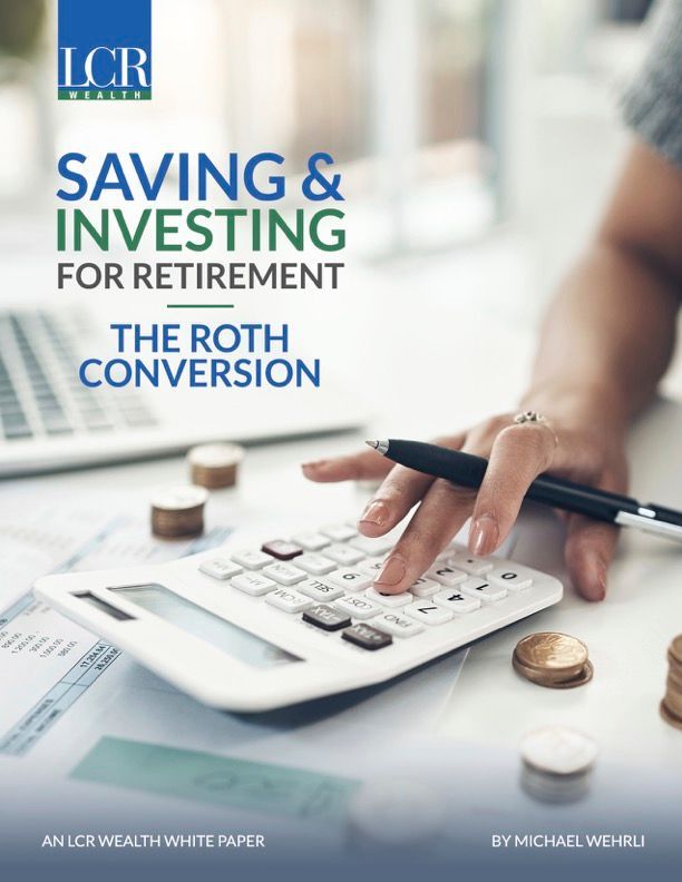 Whitepaper on saving and investing for retirement, showing a calculator, coins, and a hand writing