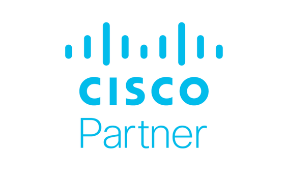 The cisco partner logo is blue and white on a white background.