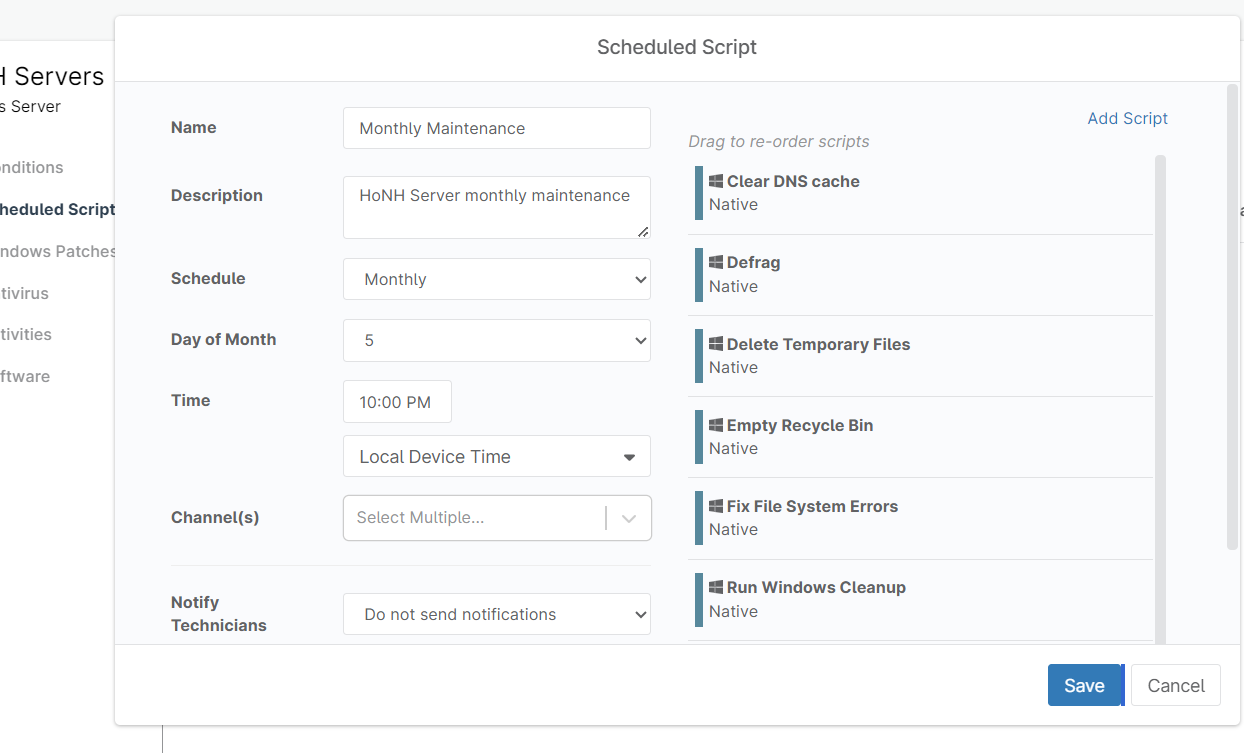 A screenshot of a scheduled form on a computer screen.