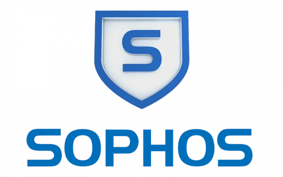 The logo for sophos is a blue shield with the letter s on it.