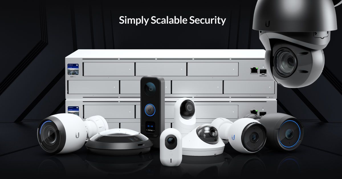 A bunch of security cameras are sitting next to each other