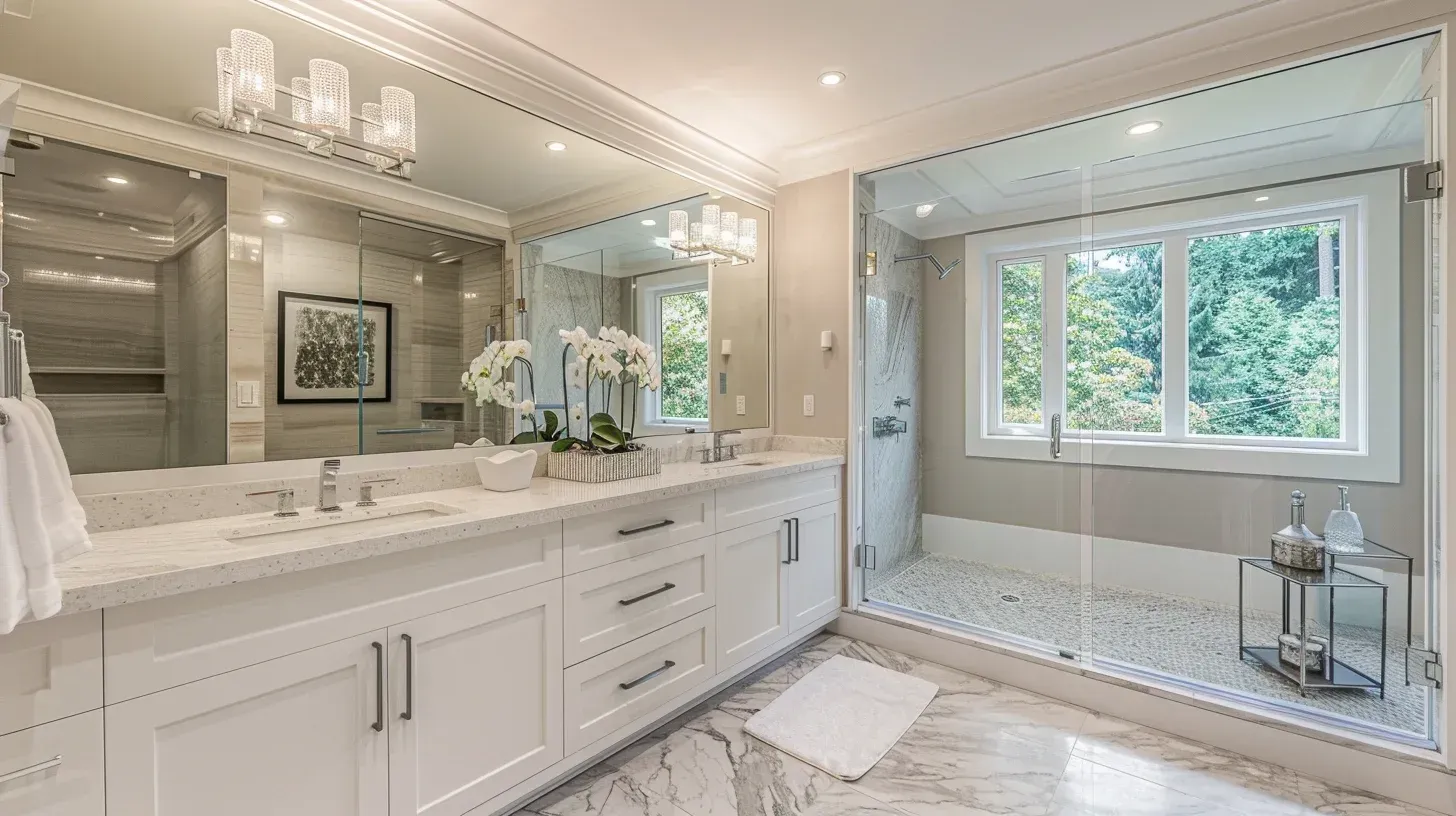 Bathroom renovation contractors Metro Vancouver handling full demolition and rebuild. Structural updates improved layout flow. Backed by workmanship and material warranty.
Vancouver bathroom makeover with freestanding tub and porcelain tile walls. Modern LED lighting enhances ambiance. Designed for both style and functionality.
Luxury ensuite renovation Vancouver BC with double vanity and glass shower. Heated floors and recessed lighting included. Completed to high-end remodeling standards.
Vancouver bathroom remodeling near me project with custom vanity and tile backsplash. Modern faucet installation enhances usability. Built with waterproof construction techniques.
Modern bathroom design Vancouver featuring walk-in shower and linear drain. Large-format tiles create seamless finish. Installed by experienced Lower Mainland specialists.