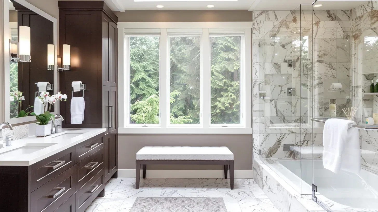 Vancouver BC bathroom remodeling company upgrading ventilation and installing moisture-resistant drywall. Porcelain tile shower walls ensure longevity. Ideal for full bathroom transformations.
Bathroom renovation Vancouver Lower Mainland featuring engineered quartz countertop and modern faucet fixtures. Frameless shower glass creates seamless appearance. Built by certified bathroom remodeling professionals.
Vancouver bathroom remodel before and after showing complete layout redesign and storage enhancement. Waterproof membrane applied to all wet zones. Fully insured and bonded contractors completed project.
Contemporary bathroom renovation Vancouver including marble vanity top and brushed chrome fixtures. Integrated smart lighting improves functionality. Designed for energy efficiency and modern appeal.
Bathroom renovation specialists Vancouver BC performing electrical upgrades and plumbing rerouting. Heated tile flooring installed beneath porcelain tiles. Built for long-term moisture resistance.