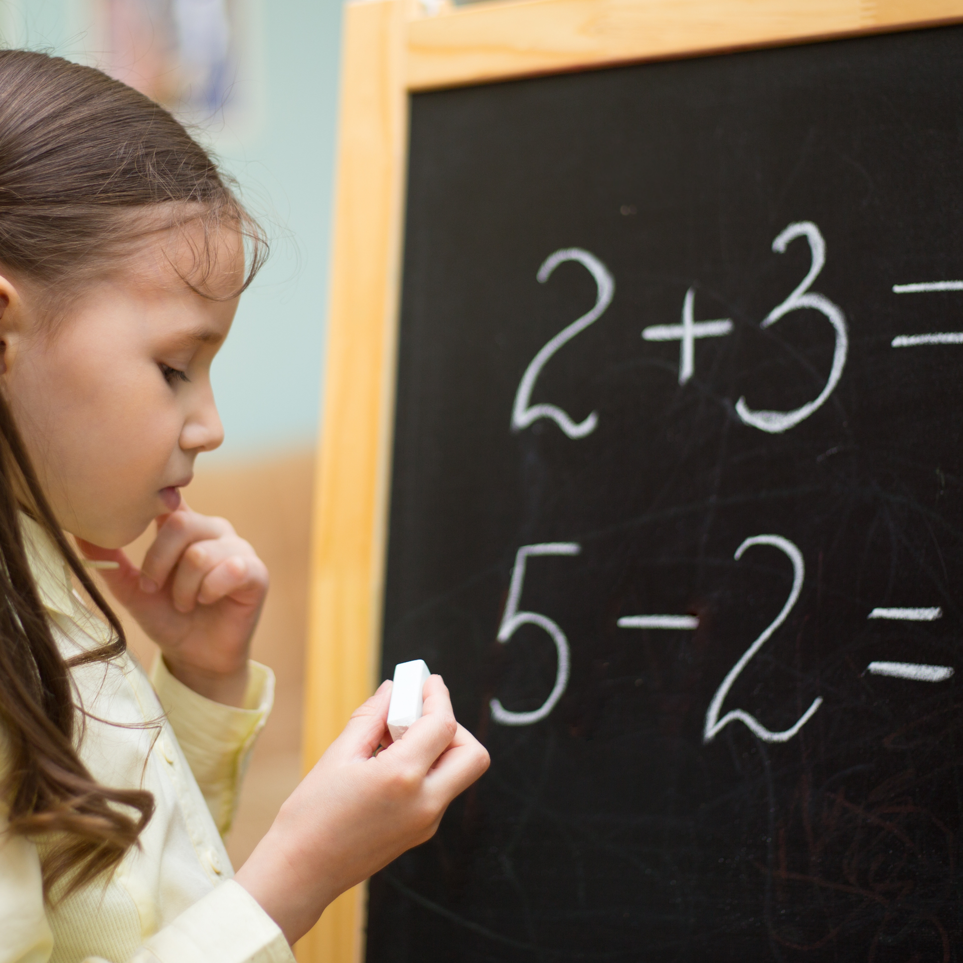 Student working on math coursework in a Kentucky classroom