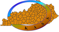 A map of kentucky with a rainbow colored circle around it.