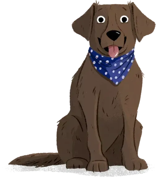 brown dog wearing bandana
