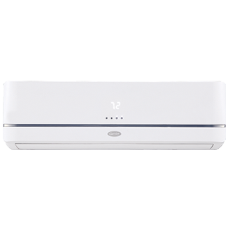 White Carrier mini-split air conditioner unit displaying 72 degrees.