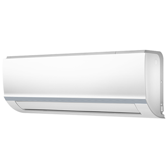 White wall-mounted air conditioner unit.