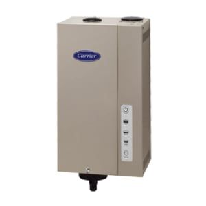 Tan Carrier humidifier with control panel and two top vents.