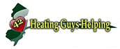 Logo for Heating-Guys-Helping, with New Jersey outline, heart with