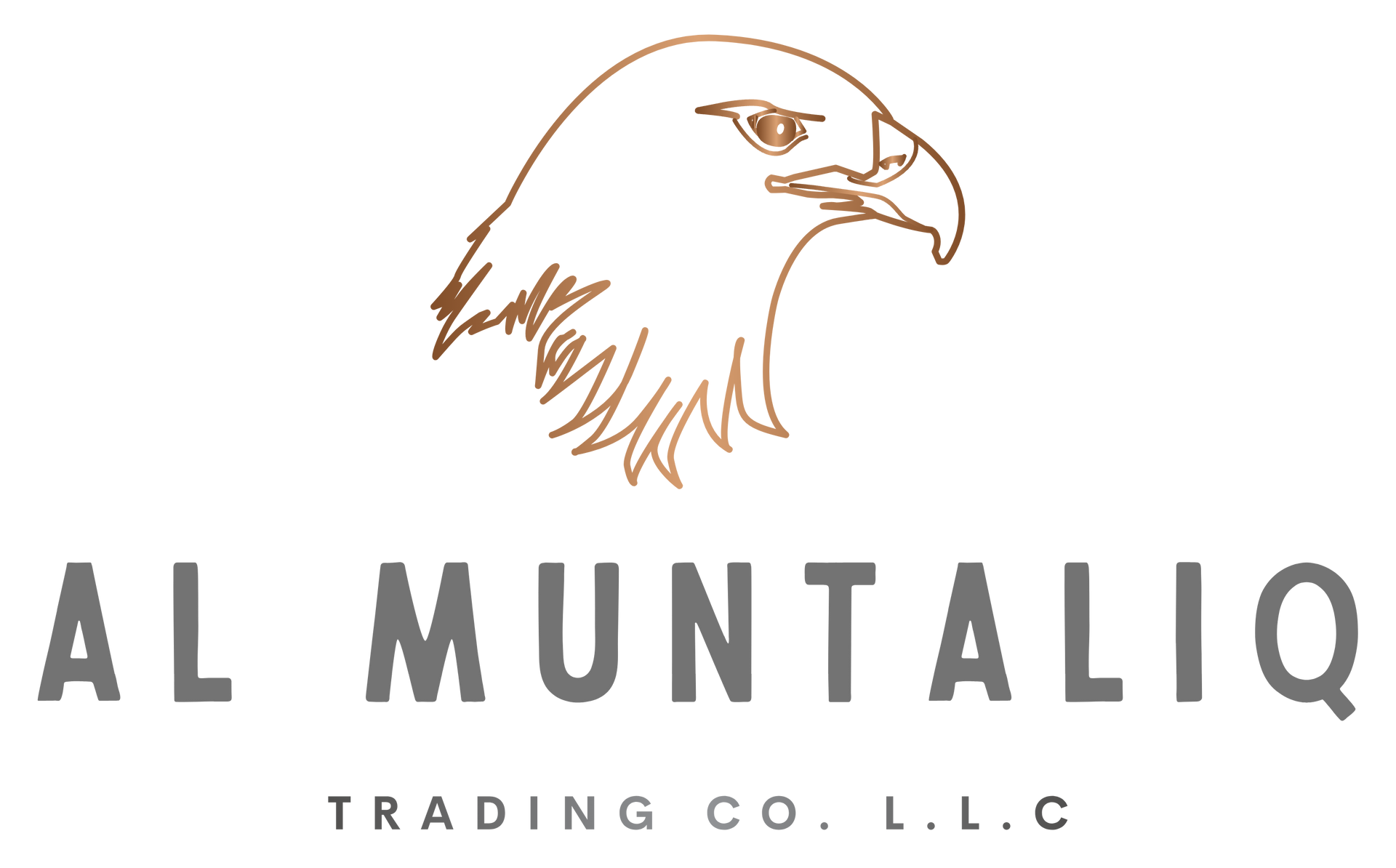 Logo of Al Muntaliq Trading Co. L.L.C., featuring a brown eagle head above grey text.
