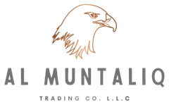 Logo of Al Muntaliq Trading Co. L.L.C., featuring a brown eagle head above grey text.