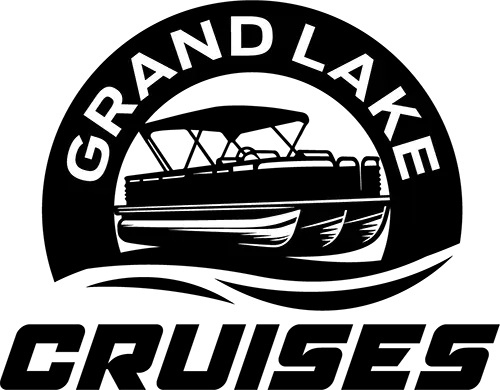 a logo with a pontoon boat